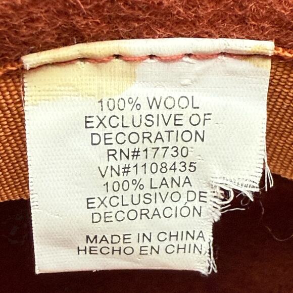 Rust Burnt Orange 100% Wool Fedora Hat Black Braided Band Target Boho Fall - Picture 6 of 7